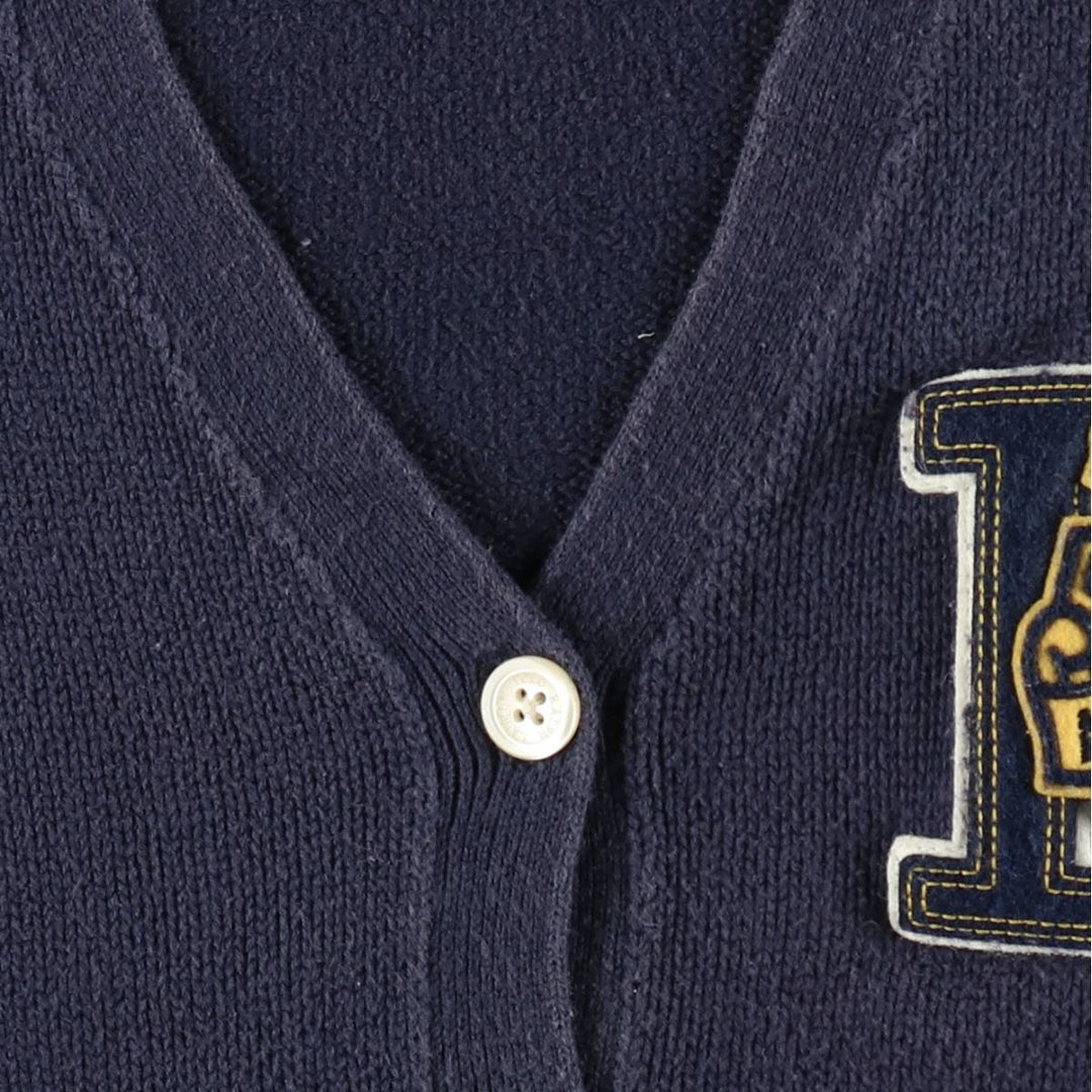 Ralph Lauren lettered knit cardigan, women's size L (approx.) cotton navy blue type Vintage Second Hand