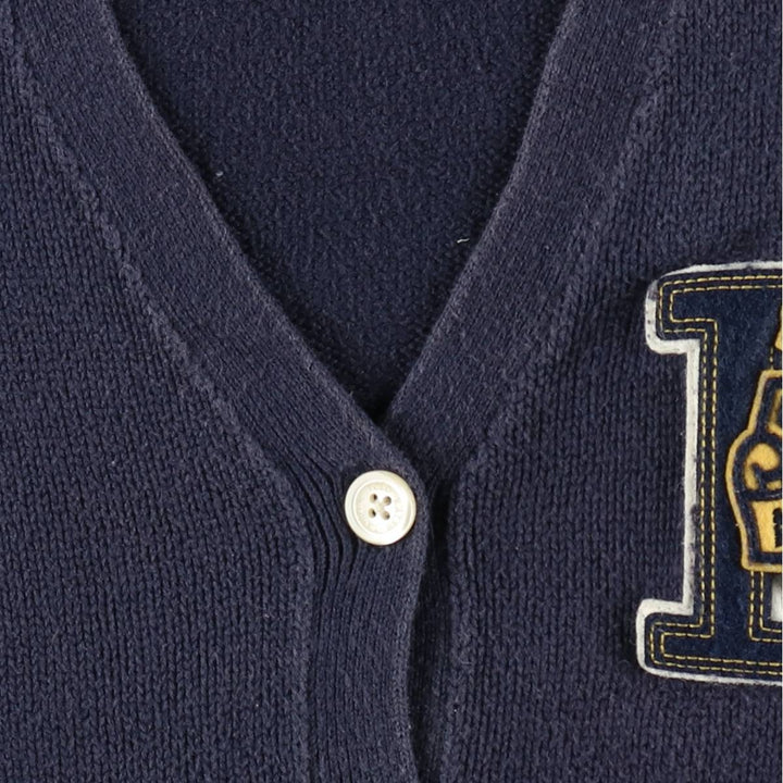 Ralph Lauren lettered knit cardigan, women's size L (approx.) cotton navy blue type Vintage Second Hand