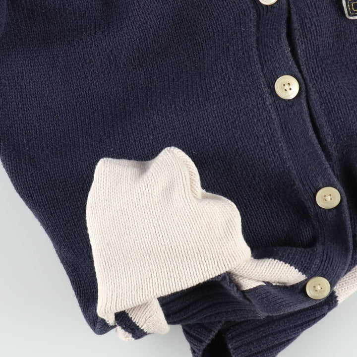 Ralph Lauren lettered knit cardigan, women's size L (approx.) cotton navy blue type Vintage Second Hand