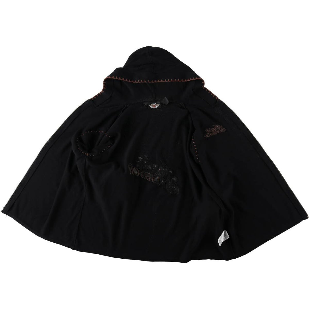 Harley-Davidson Full-Zip Hooded Motorcycle Cotton Knit Cardigan, Women's Size XL (approx.) cotton black type Vintage Second Hand