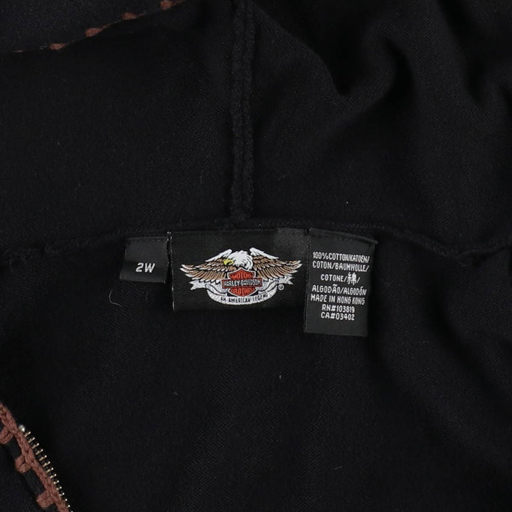 Harley-Davidson Full-Zip Hooded Motorcycle Cotton Knit Cardigan, Women's Size XL (approx.) cotton black type Vintage Second Hand