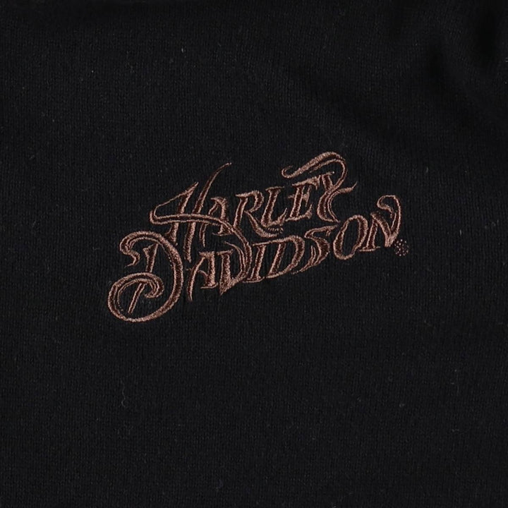 Harley-Davidson Full-Zip Hooded Motorcycle Cotton Knit Cardigan, Women's Size XL (approx.) cotton black type Vintage Second Hand