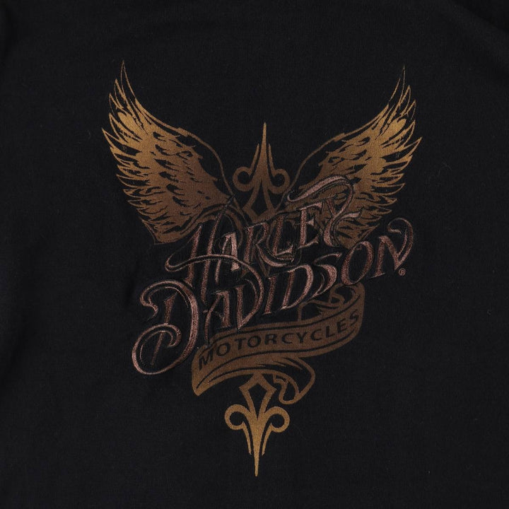 Harley-Davidson Full-Zip Hooded Motorcycle Cotton Knit Cardigan, Women's Size XL (approx.) cotton black type Vintage Second Hand