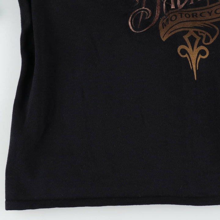 Harley-Davidson Full-Zip Hooded Motorcycle Cotton Knit Cardigan, Women's Size XL (approx.) cotton black type Vintage Second Hand