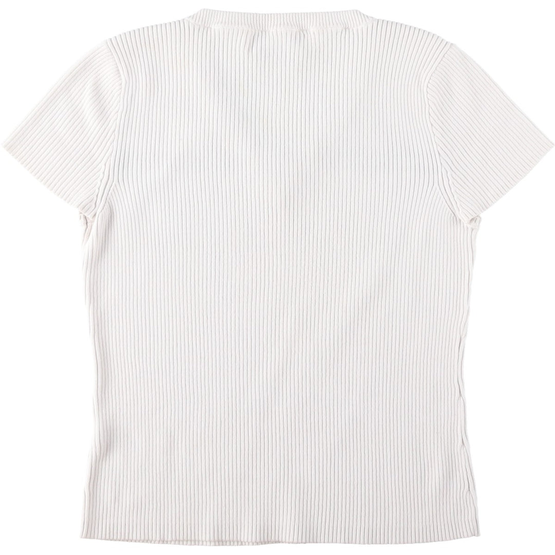 Tommy Hilfiger TOMMY HILFIGER JEANS Rib-knit lace-up V-neck short-sleeve cotton knit sweater, women's size S (approx.) cotton white type Vintage Second Hand
