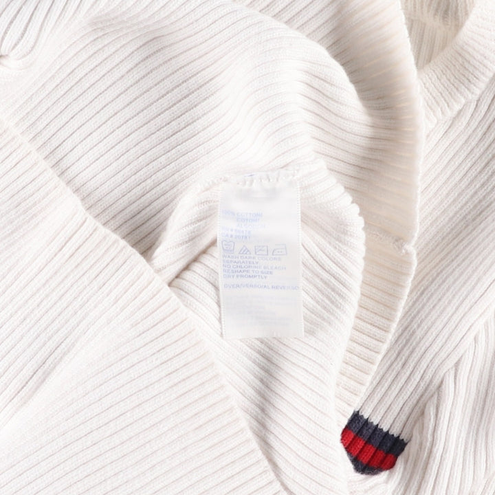 Tommy Hilfiger TOMMY HILFIGER JEANS Rib-knit lace-up V-neck short-sleeve cotton knit sweater, women's size S (approx.) cotton white type Vintage Second Hand
