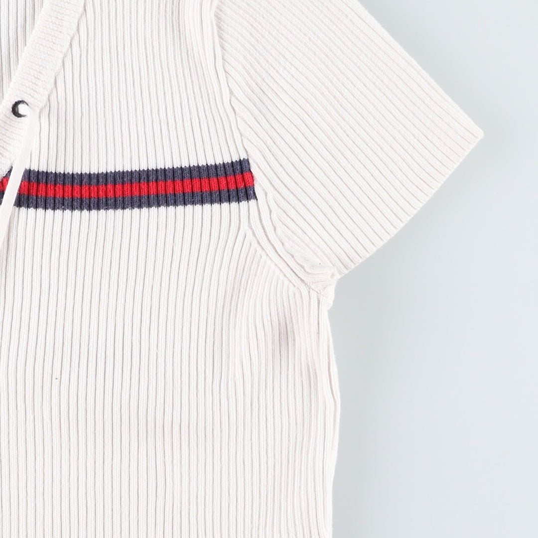 Tommy Hilfiger TOMMY HILFIGER JEANS Rib-knit lace-up V-neck short-sleeve cotton knit sweater, women's size S (approx.) cotton white type Vintage Second Hand