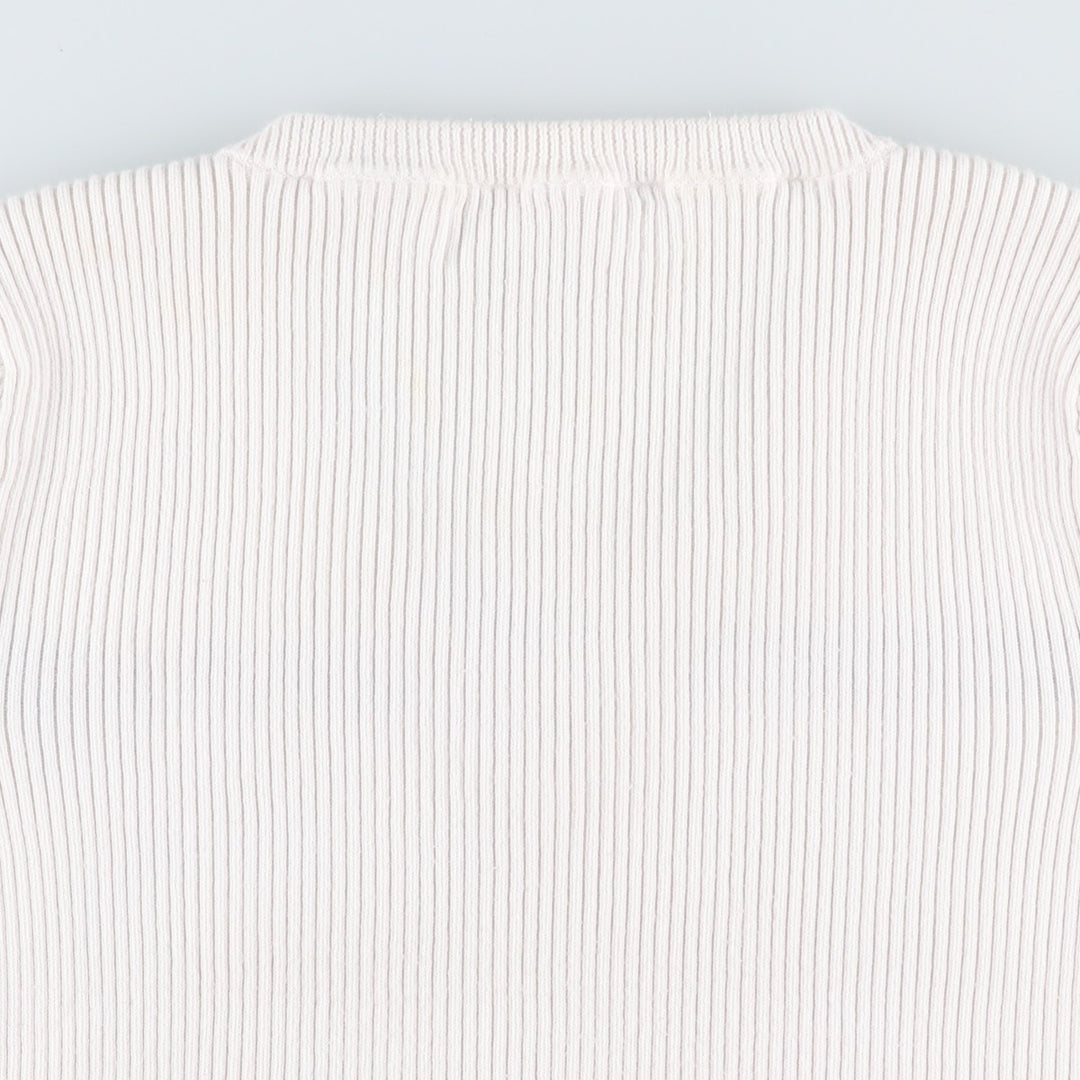 Tommy Hilfiger TOMMY HILFIGER JEANS Rib-knit lace-up V-neck short-sleeve cotton knit sweater, women's size S (approx.) cotton white type Vintage Second Hand