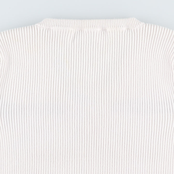 Tommy Hilfiger TOMMY HILFIGER JEANS Rib-knit lace-up V-neck short-sleeve cotton knit sweater, women's size S (approx.) cotton white type Vintage Second Hand