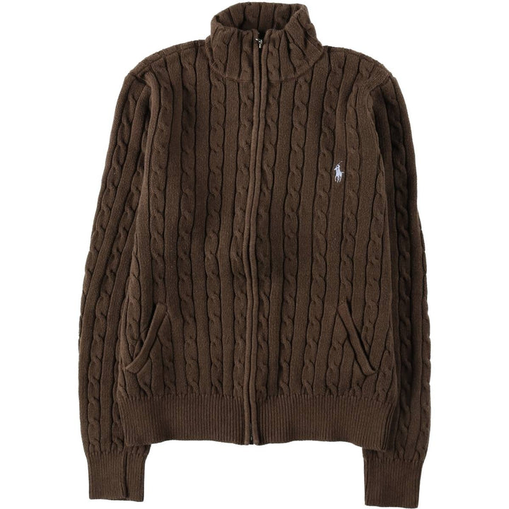 Ralph Lauren RALPH LAUREN SPORT Cable Knit Driver's Sweater, Women's Size XL (approx.) cotton brown type Vintage Second Hand