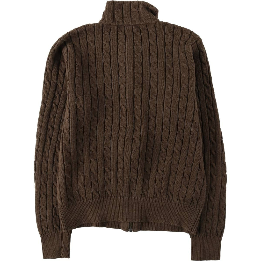 Ralph Lauren RALPH LAUREN SPORT Cable Knit Driver's Sweater, Women's Size XL (approx.) cotton brown type Vintage Second Hand