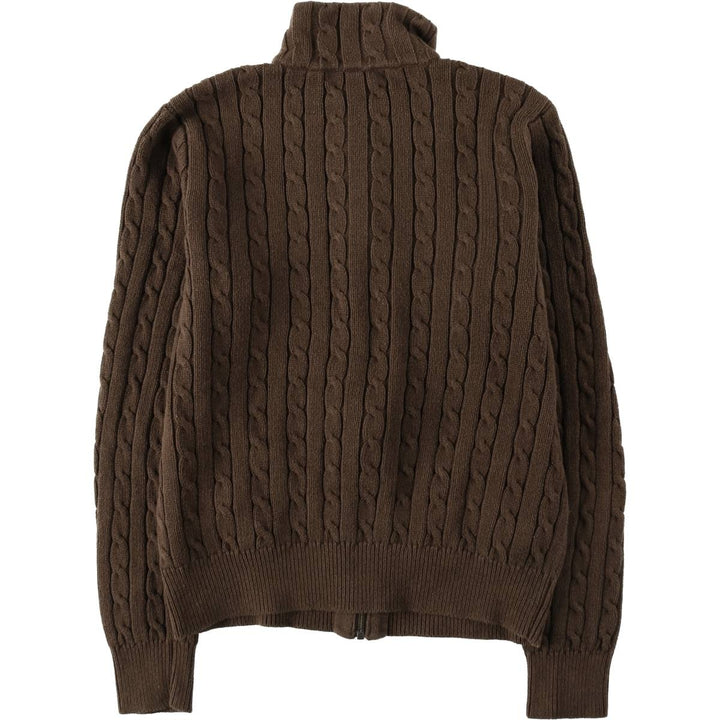 Ralph Lauren RALPH LAUREN SPORT Cable Knit Driver's Sweater, Women's Size XL (approx.) cotton brown type Vintage Second Hand