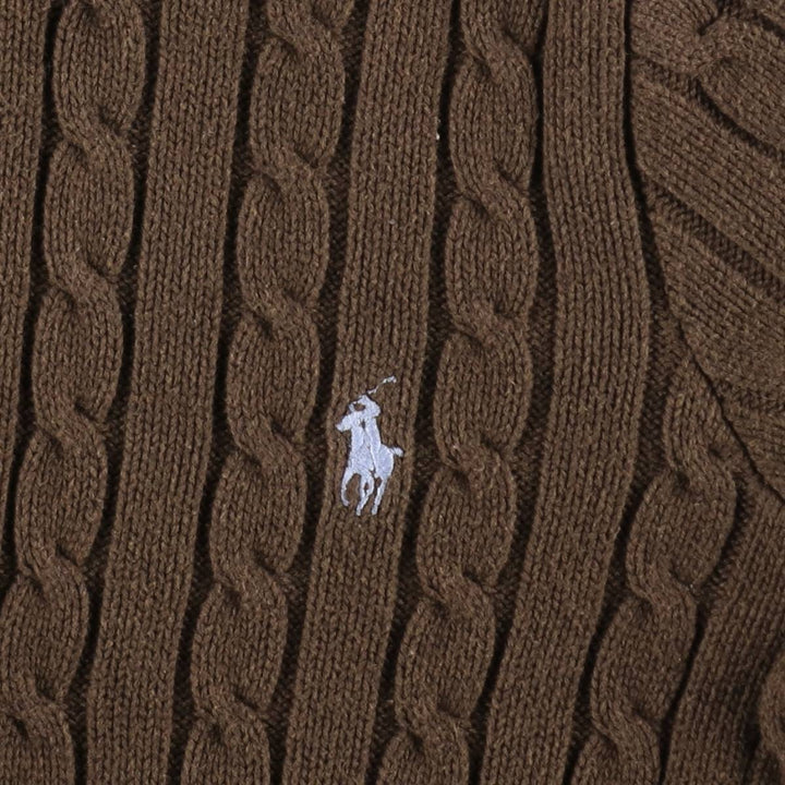 Ralph Lauren RALPH LAUREN SPORT Cable Knit Driver's Sweater, Women's Size XL (approx.) cotton brown type Vintage Second Hand