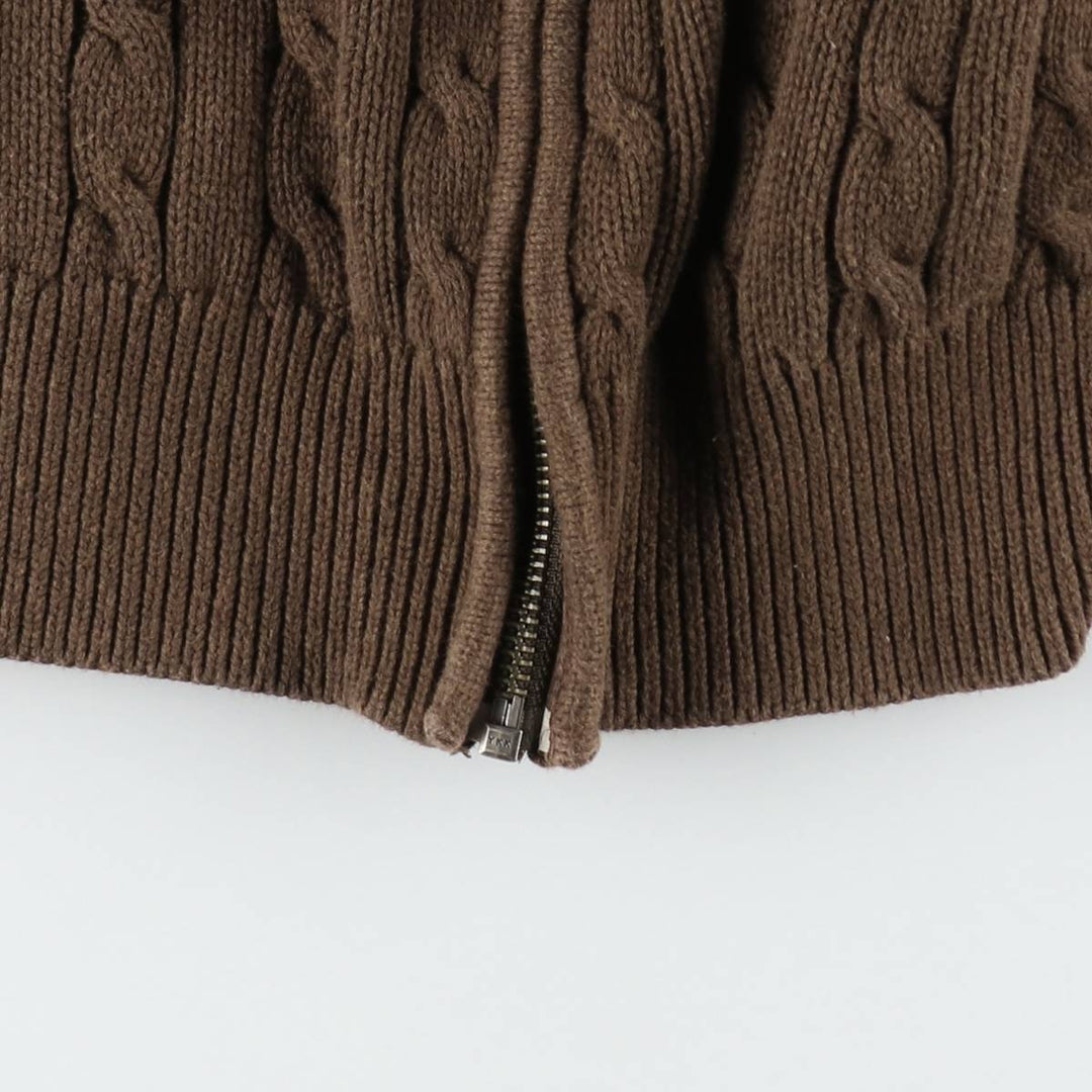 Ralph Lauren RALPH LAUREN SPORT Cable Knit Driver's Sweater, Women's Size XL (approx.) cotton brown type Vintage Second Hand