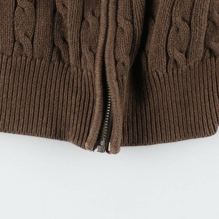 Ralph Lauren RALPH LAUREN SPORT Cable Knit Driver's Sweater, Women's Size XL (approx.) cotton brown type Vintage Second Hand