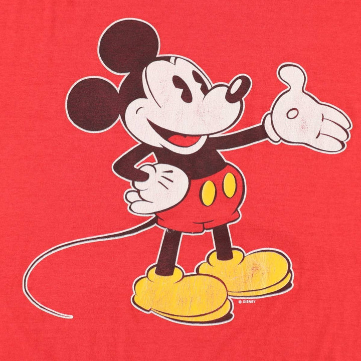 1980'S Disney Mickey Mouse T-shirt Dress, Made in USA, Women's Size XL (approx.), Vintage polyester red type Vintage Second Hand