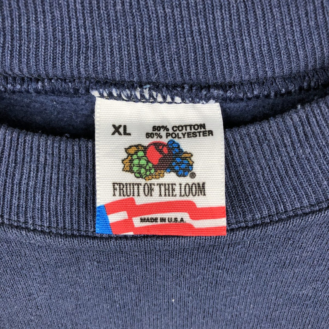 90'S Fruit of the Loom College Character Sweatshirt, Made in USA, Men's Size XL, Vintage cotton navy blue type Vintage Second Hand