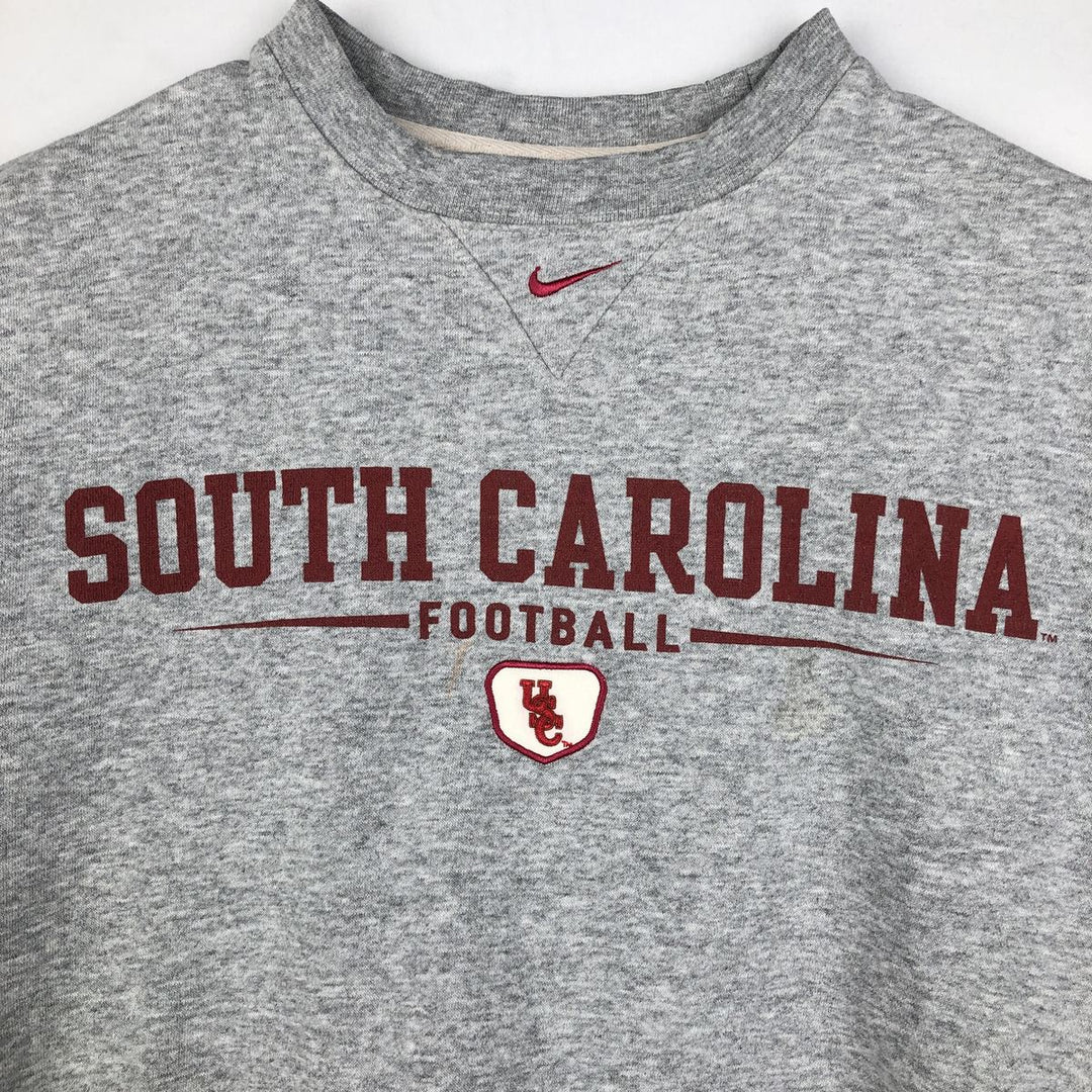 2000'S Nike Team Center Logo College Print Sweatshirt (Men's Size M) cotton gray type Vintage Second Hand
