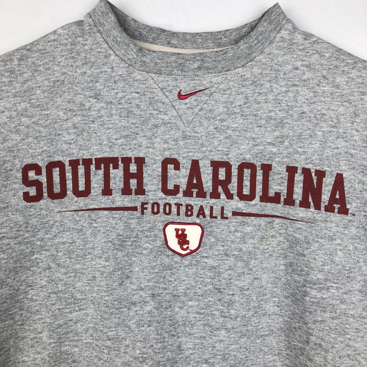 2000'S Nike Team Center Logo College Print Sweatshirt (Men's Size M) cotton gray type Vintage Second Hand