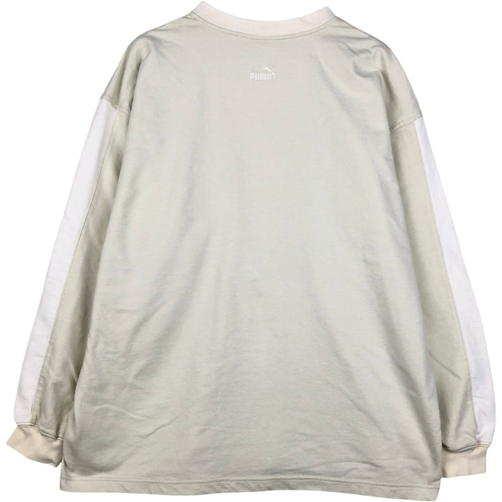 PUMA V-neck Two-tone Logo Sweatshirt (Men's Size M) cotton unbleached Vintage Second Hand