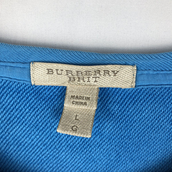 Burberry's BRIT Logo Sweatshirt (Men's Size L) cotton Blue type light blue Vintage Second Hand