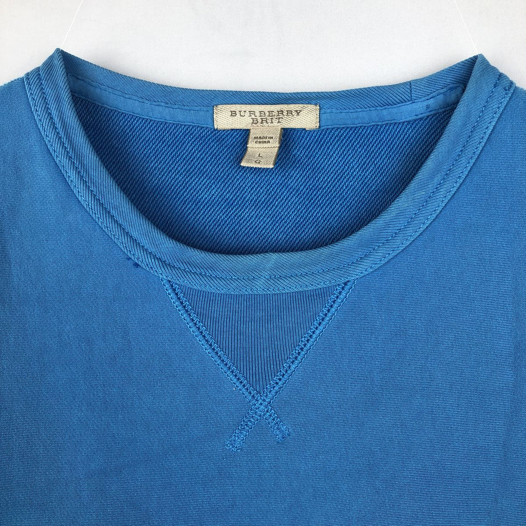 Burberry's BRIT Logo Sweatshirt (Men's Size L) cotton Blue type light blue Vintage Second Hand