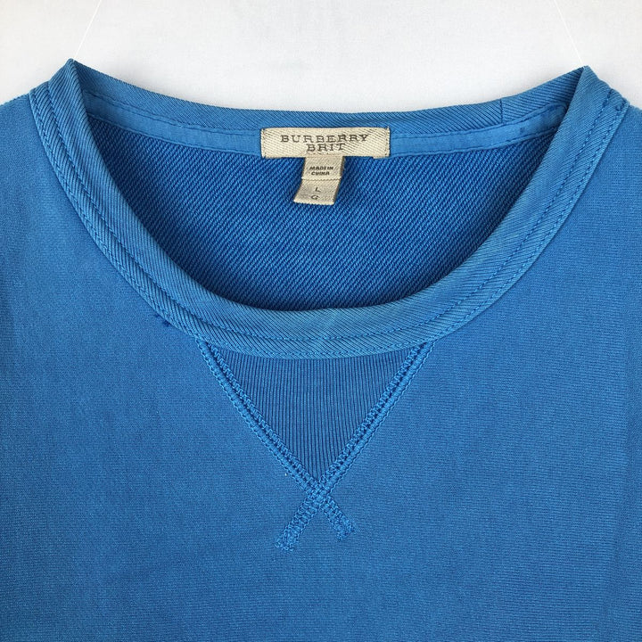 Burberry's BRIT Logo Sweatshirt (Men's Size L) cotton Blue type light blue Vintage Second Hand