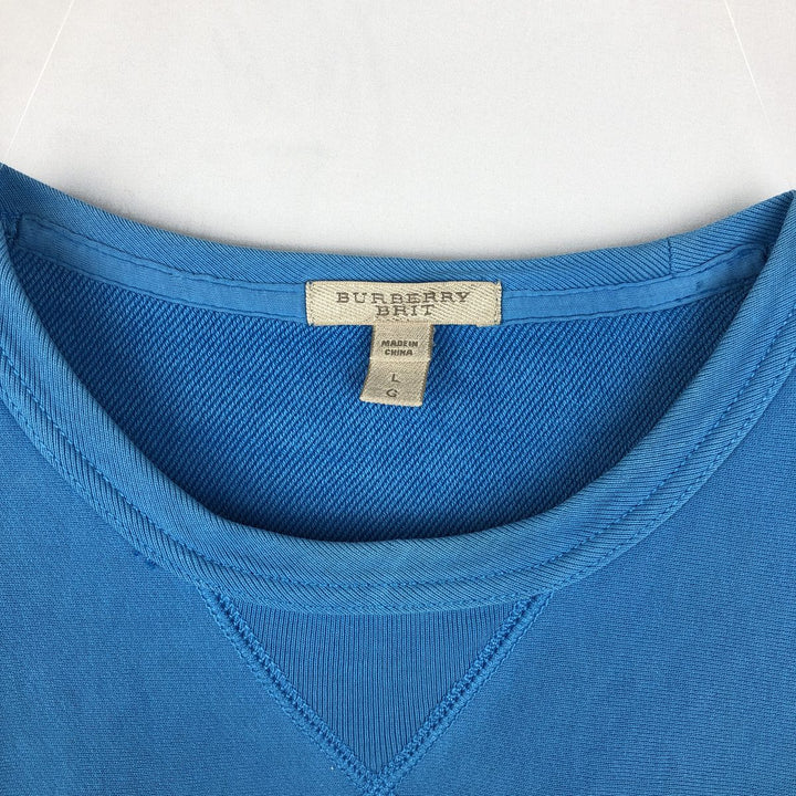 Burberry's BRIT Logo Sweatshirt (Men's Size L) cotton Blue type light blue Vintage Second Hand