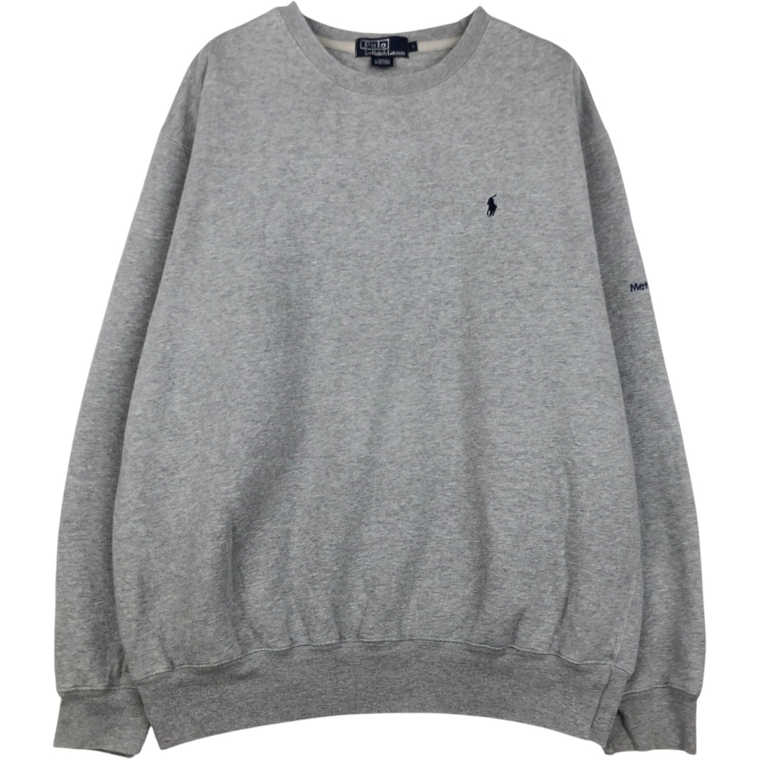 Ralph Lauren POLO by Ralph Lauren Advertising One-Point Logo Sweatshirt (Men's Size L) cotton gray type Vintage Second Hand