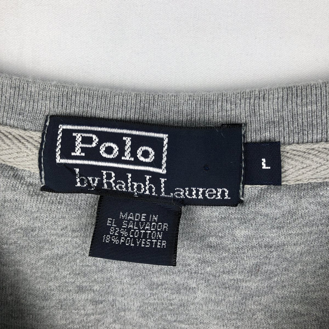 Ralph Lauren POLO by Ralph Lauren Advertising One-Point Logo Sweatshirt (Men's Size L) cotton gray type Vintage Second Hand