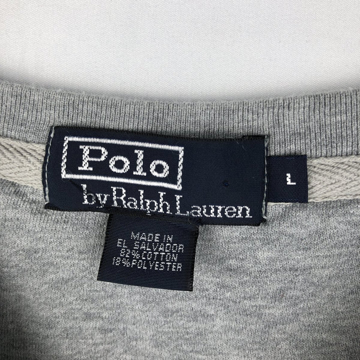 Ralph Lauren POLO by Ralph Lauren Advertising One-Point Logo Sweatshirt (Men's Size L) cotton gray type Vintage Second Hand