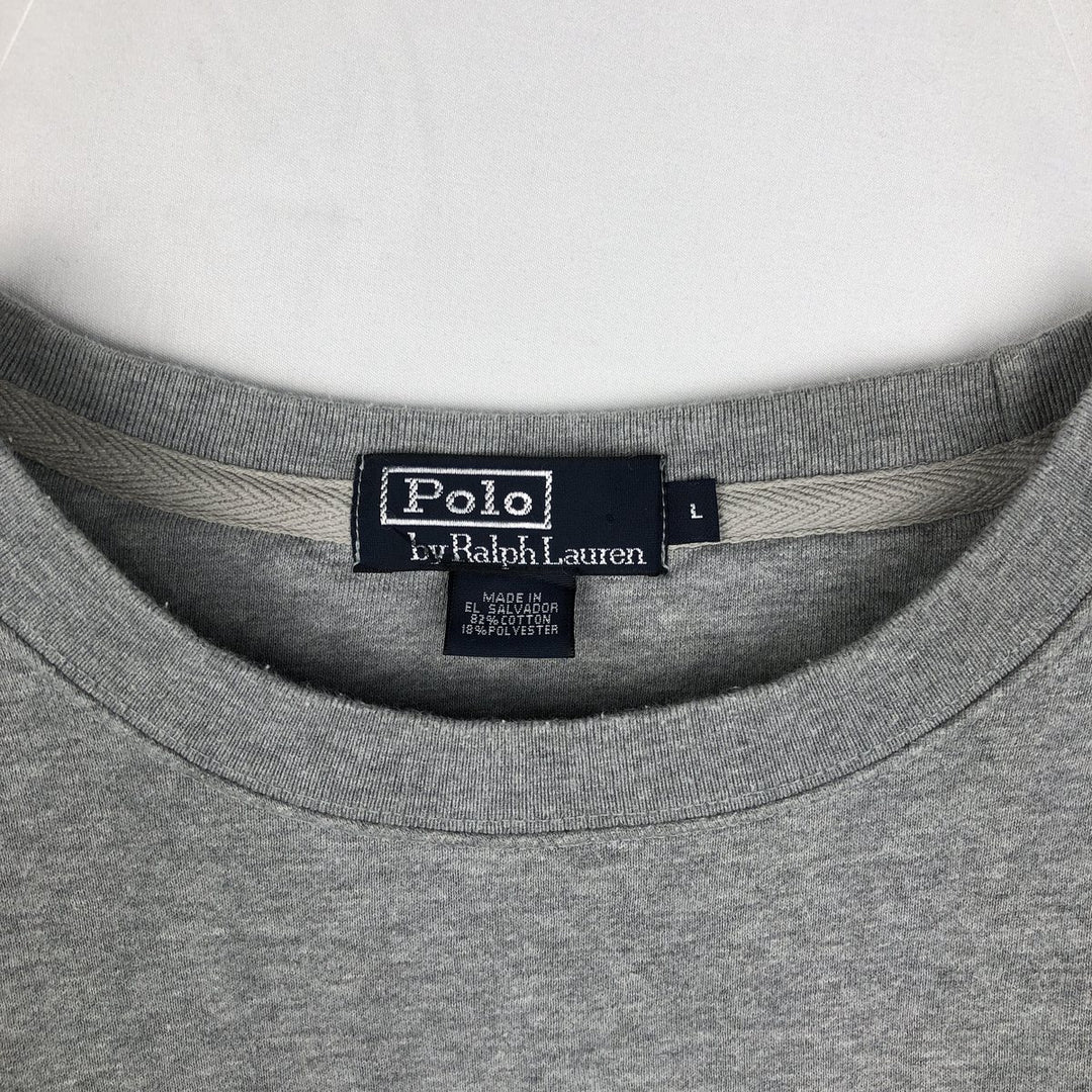 Ralph Lauren POLO by Ralph Lauren Advertising One-Point Logo Sweatshirt (Men's Size L) cotton gray type Vintage Second Hand