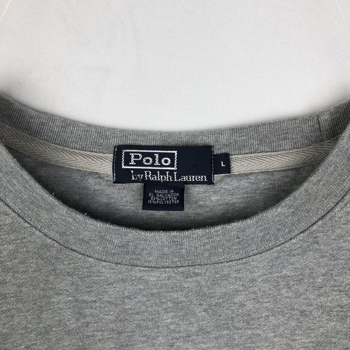 Ralph Lauren POLO by Ralph Lauren Advertising One-Point Logo Sweatshirt (Men's Size L) cotton gray type Vintage Second Hand