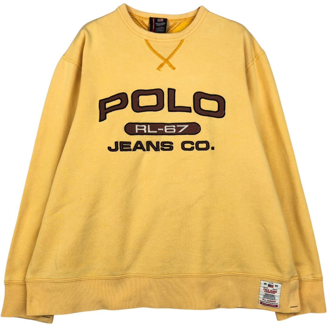 Ralph Lauren POLO JEANS COMPANY RALPH LAUREN Logo Sweatshirt (Men's Size M) cotton yellow type Vintage Second Hand