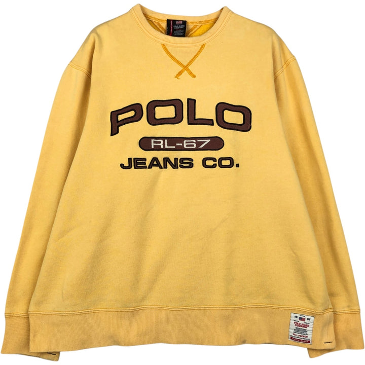 Ralph Lauren POLO JEANS COMPANY RALPH LAUREN Logo Sweatshirt (Men's Size M) cotton yellow type Vintage Second Hand