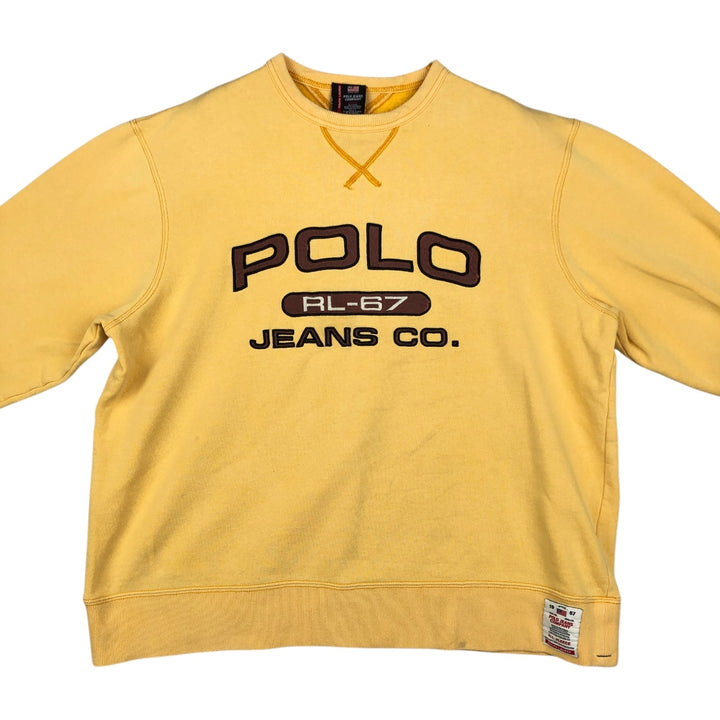 Ralph Lauren POLO JEANS COMPANY RALPH LAUREN Logo Sweatshirt (Men's Size M) cotton yellow type Vintage Second Hand