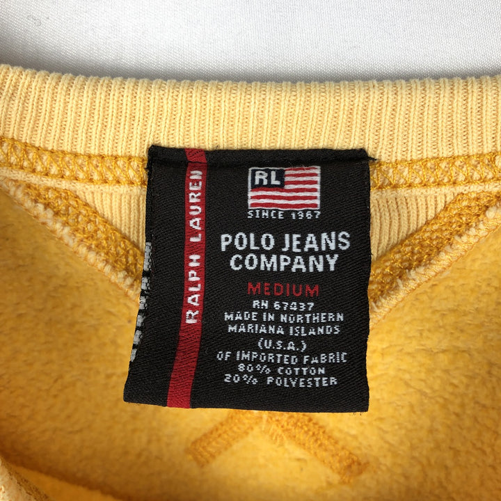 Ralph Lauren POLO JEANS COMPANY RALPH LAUREN Logo Sweatshirt (Men's Size M) cotton yellow type Vintage Second Hand