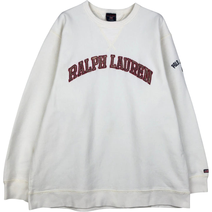 Ralph Lauren R.LAUREN POLO JEANS COMPANY Logo Sweatshirt (Men's Size XL) cotton pale white type Vintage Second Hand