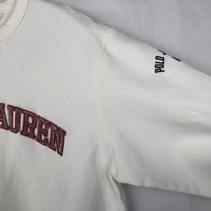 Ralph Lauren R.LAUREN POLO JEANS COMPANY Logo Sweatshirt (Men's Size XL) cotton pale white type Vintage Second Hand