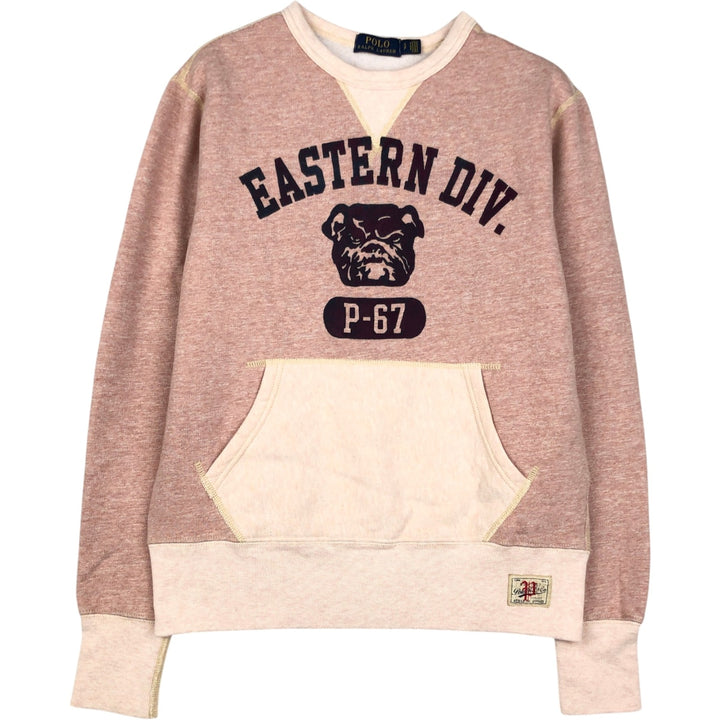 Ralph Lauren POLO RALPH LAUREN Two-tone Print Sweatshirt (Men's Size S) cotton coral Vintage Second Hand
