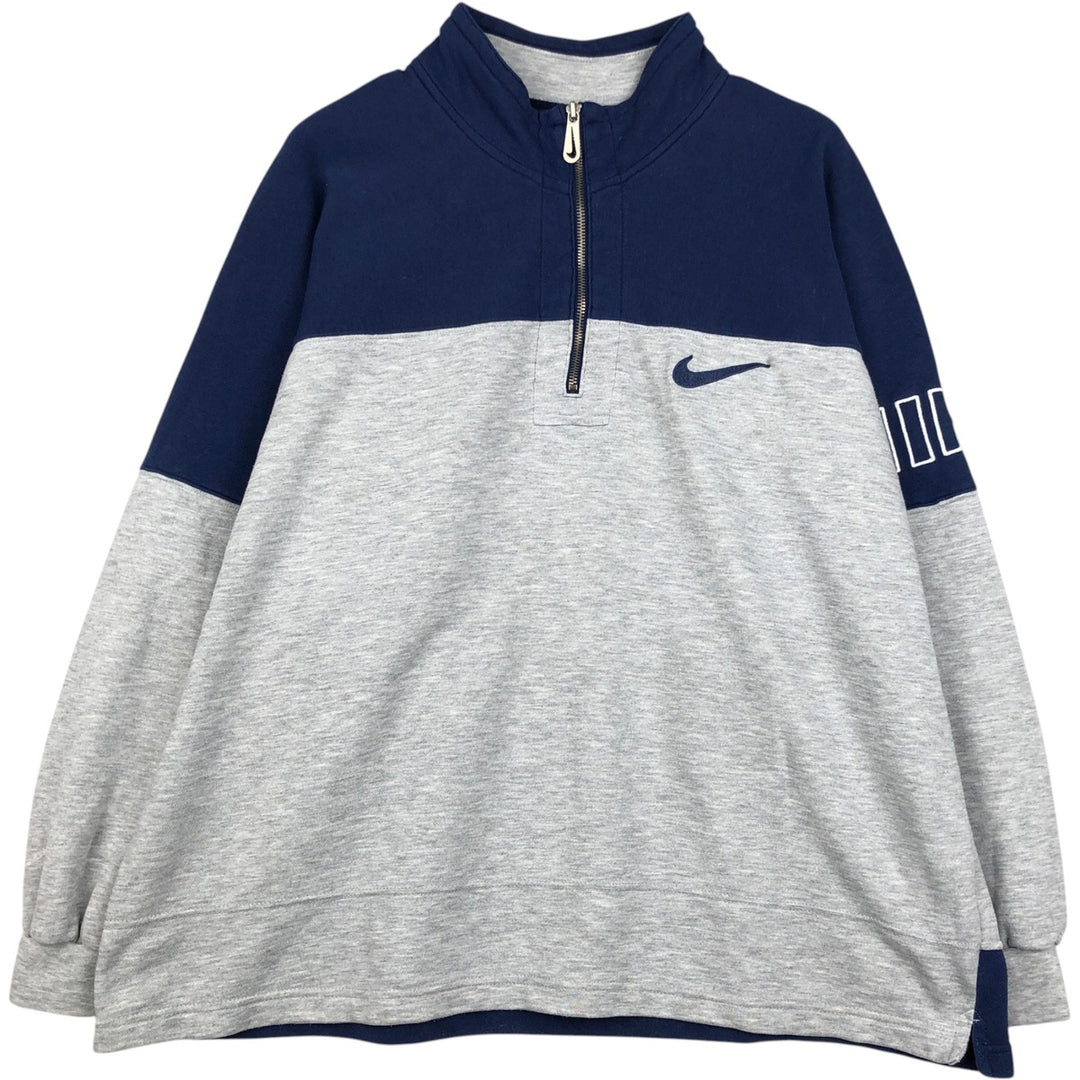90s-00'S Nike Half-Zip Sweatshirt, Men's Size XL (Equivalent), Vintage cotton gray type Vintage Second Hand