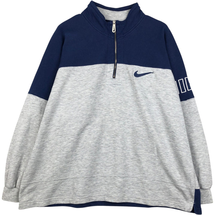 90s-00'S Nike Half-Zip Sweatshirt, Men's Size XL (Equivalent), Vintage cotton gray type Vintage Second Hand