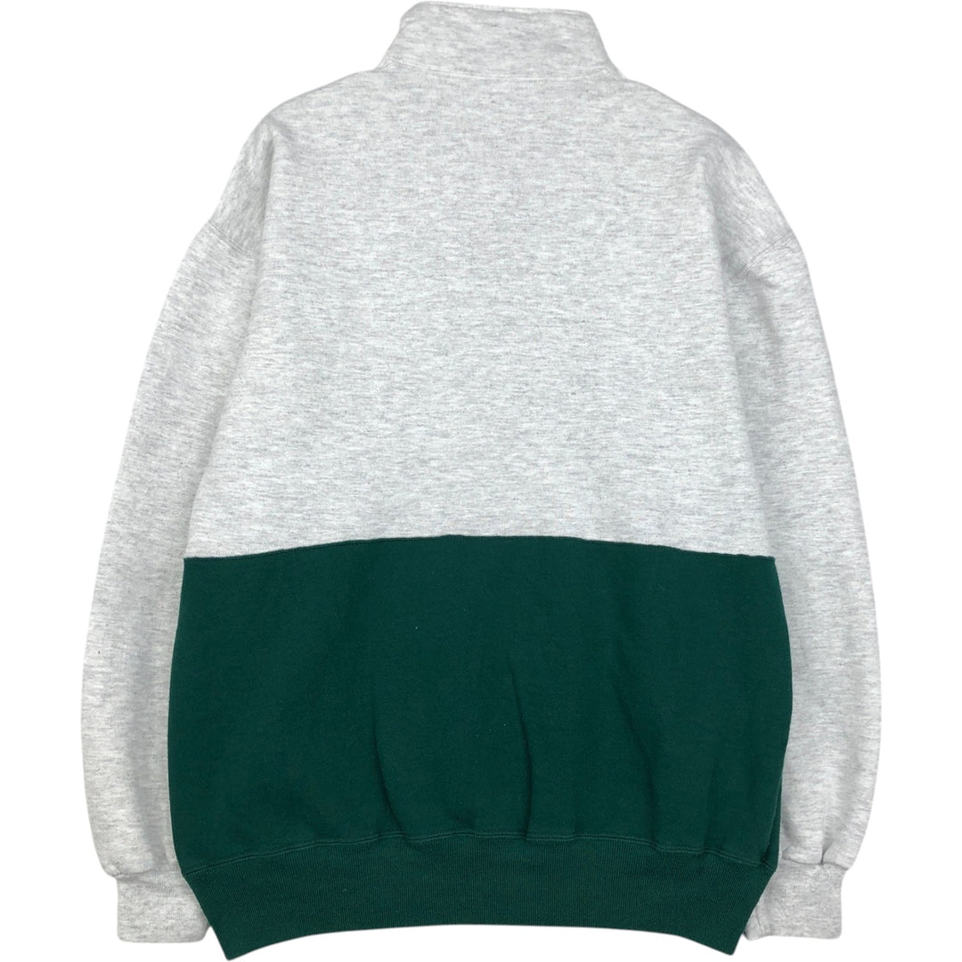 90'S Russell Two-Tone Half-Zip Sweatshirt, Made in USA, Men's XL (approx.), Vintage cotton gray type Vintage Second Hand