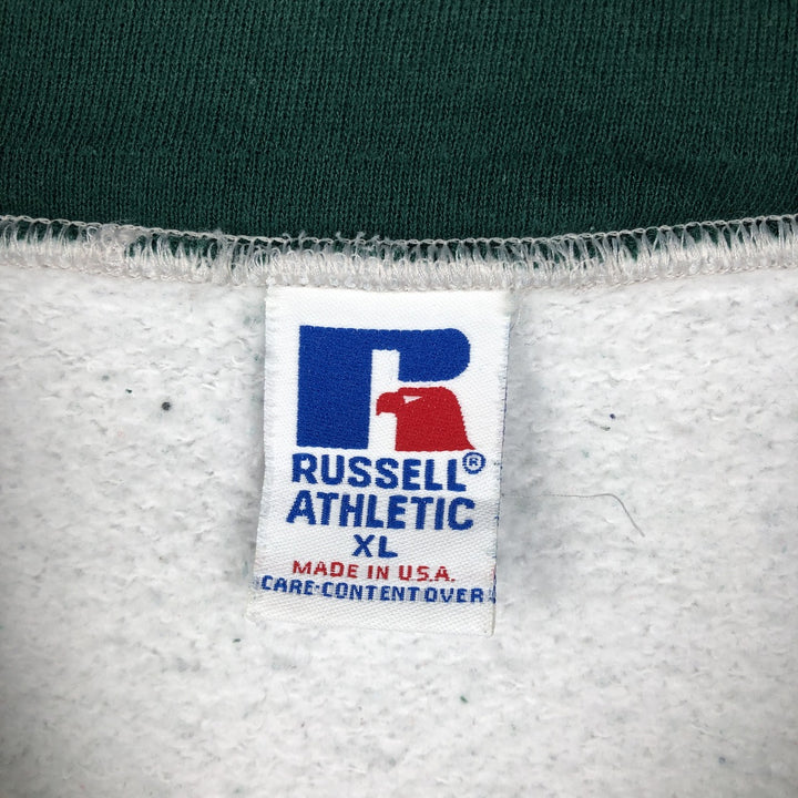 90'S Russell Two-Tone Half-Zip Sweatshirt, Made in USA, Men's XL (approx.), Vintage cotton gray type Vintage Second Hand