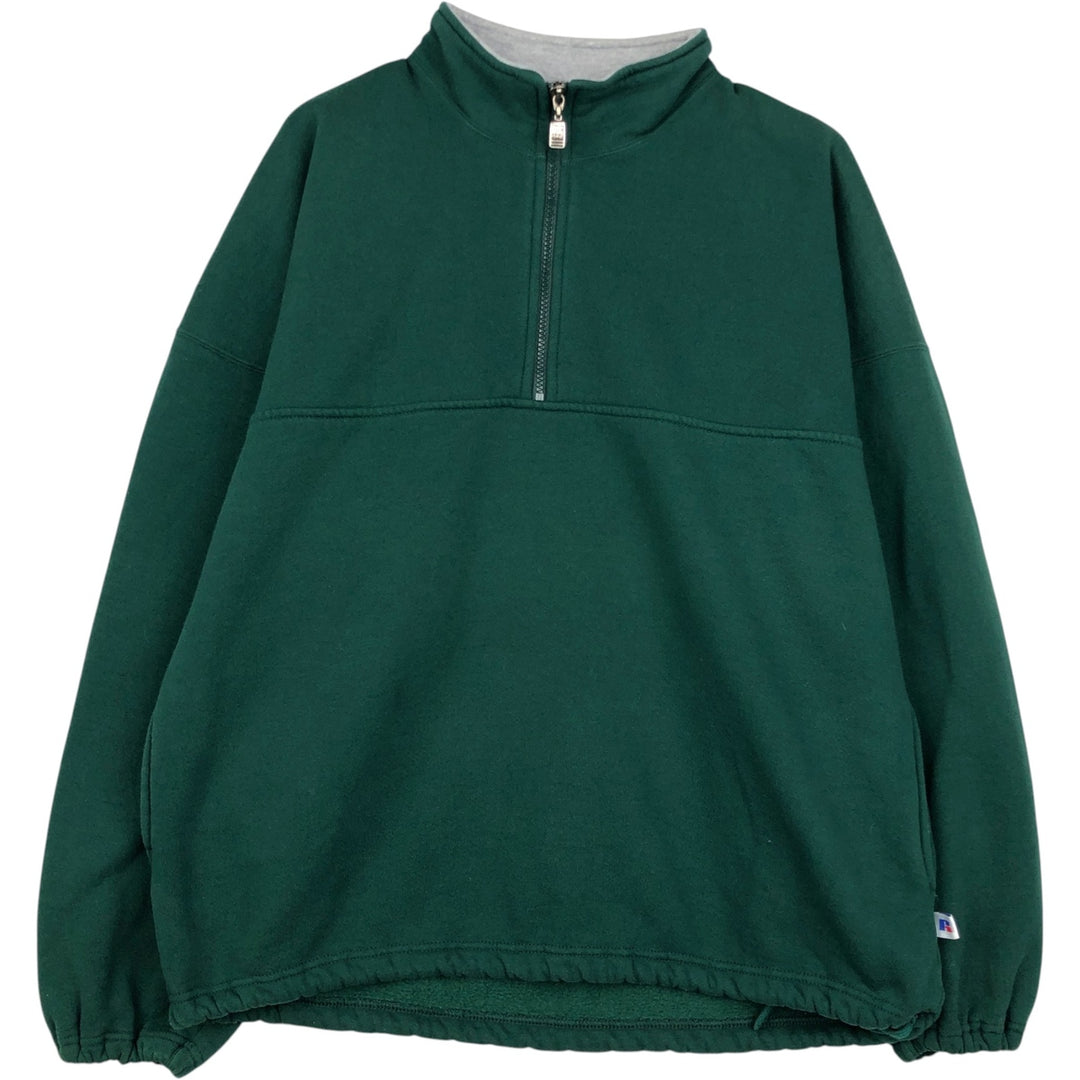 90'S Russell Half-Zip Sweatshirt, Made in USA, Men's XL, Vintage cotton green type Vintage Second Hand
