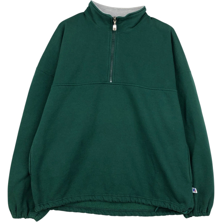 90'S Russell Half-Zip Sweatshirt, Made in USA, Men's XL, Vintage cotton green type Vintage Second Hand