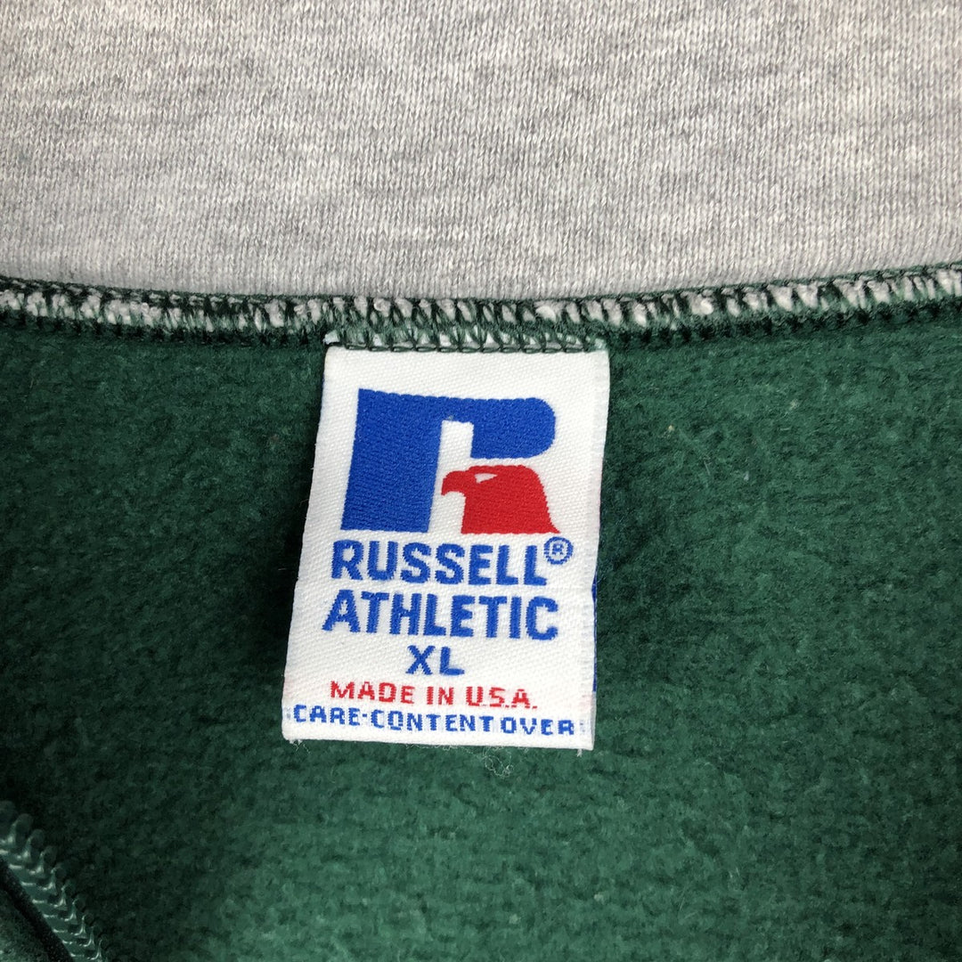 90'S Russell Half-Zip Sweatshirt, Made in USA, Men's XL, Vintage cotton green type Vintage Second Hand