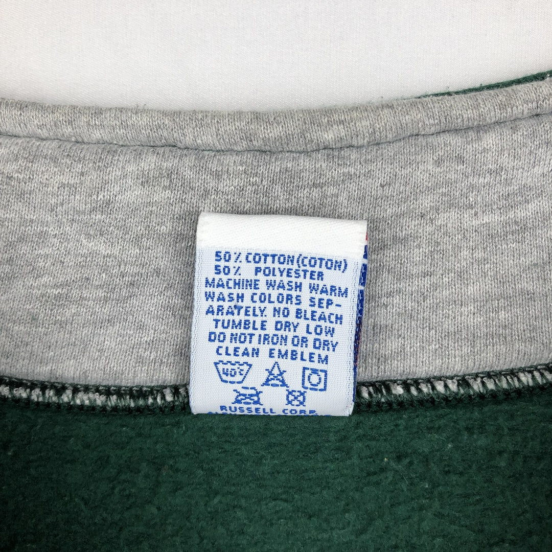 90'S Russell Half-Zip Sweatshirt, Made in USA, Men's XL, Vintage cotton green type Vintage Second Hand