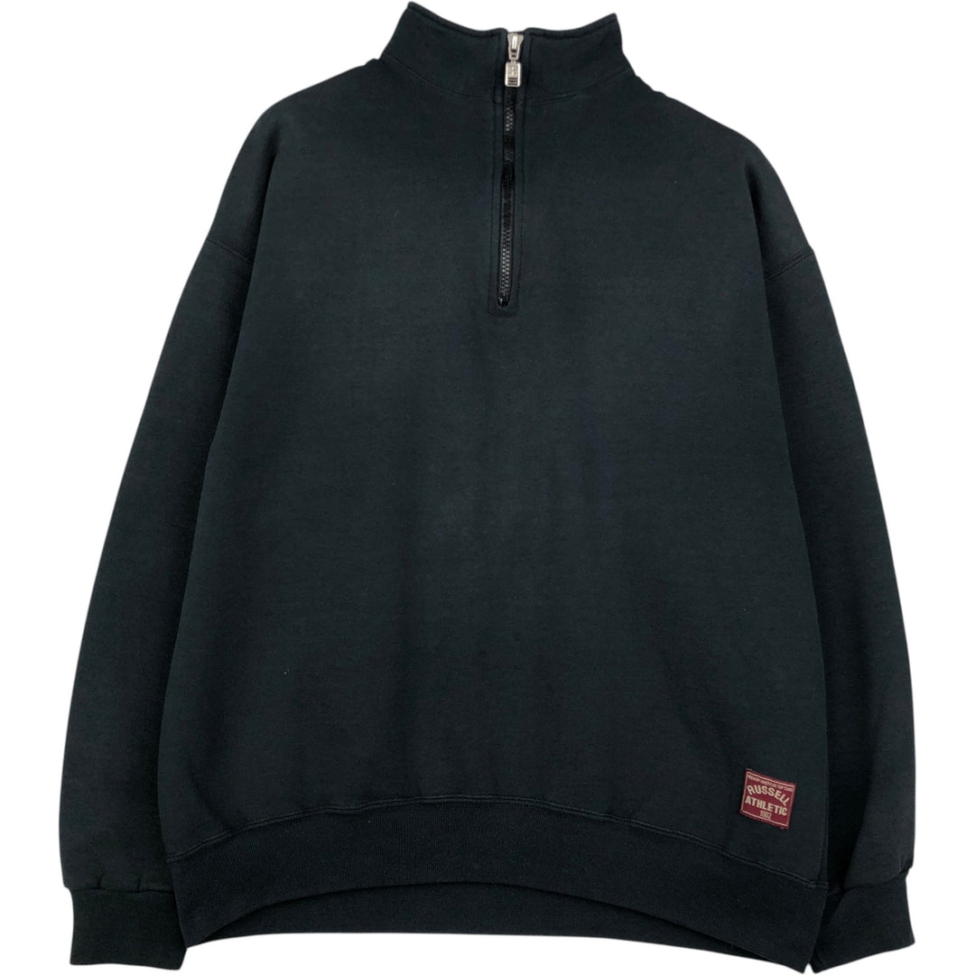 90'S Russell Half-Zip Sweatshirt, Made in USA, Men's XL, Vintage cotton black type Vintage Second Hand
