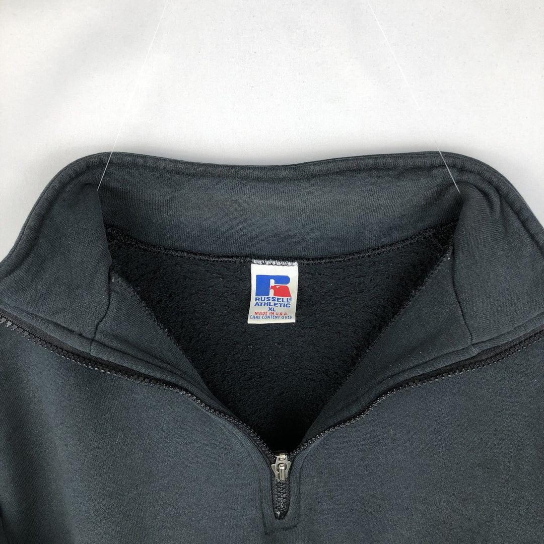 90'S Russell Half-Zip Sweatshirt, Made in USA, Men's XL, Vintage cotton black type Vintage Second Hand
